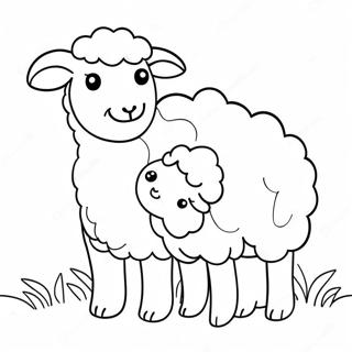 Fluffy Sheep With Lamb Coloring Page 59033-47521