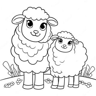 Fluffy Sheep With Lamb Coloring Page 59033-47522