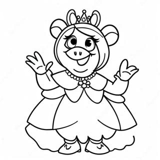 Elegant Miss Piggy In A Dress Coloring Page 59173-47638