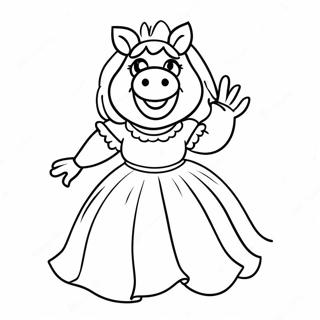 Elegant Miss Piggy In A Dress Coloring Page 59173-47640