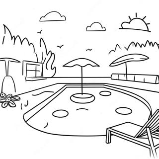 Sunny Day At The Swimming Pool Coloring Page 59313-47747