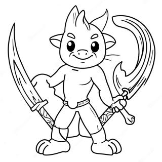 Diluc With Flaming Sword Coloring Page 59323-47755