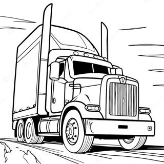 Colorful Semi Truck Driving On A Highway Coloring Page 5932-4901