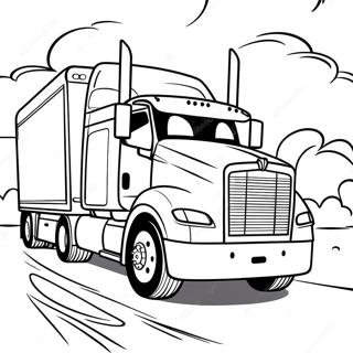 Colorful Semi Truck Driving On A Highway Coloring Page 5932-4902