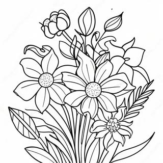 Colorful Wildflower Bouquet Coloring Page 59333-47763