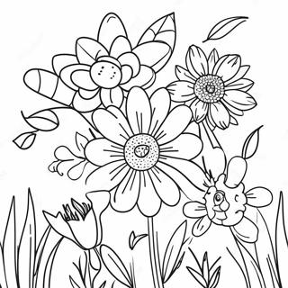 Colorful Wildflower Bouquet Coloring Page 59333-47764