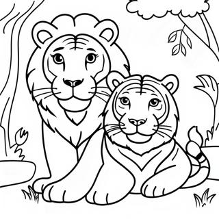 Lion And Tiger Coloring Pages