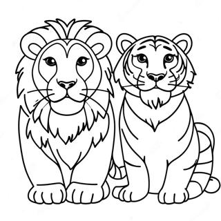 Lion And Tiger Coloring Page 59382-47802