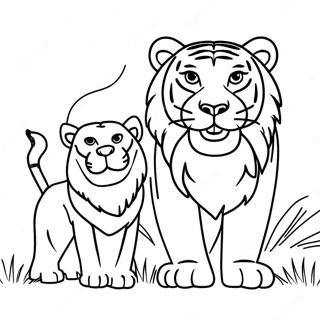 Lion And Tiger Coloring Page 59382-47804