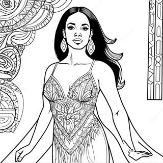 Aaliyah With Sparkling Dress Coloring Page 59403-47817