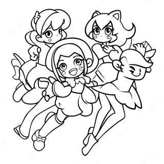 Glitter Force Characters In Action Coloring Page 5942-4909