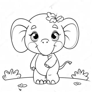 Cute Emily Elephant With Balloons Coloring Page 59443-47849