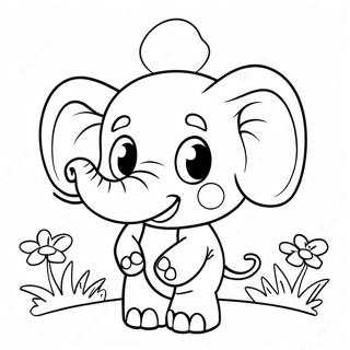 Cute Emily Elephant With Balloons Coloring Page 59443-47852