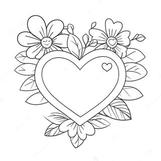 Cute Heart With Flowers Coloring Page 59453-47857