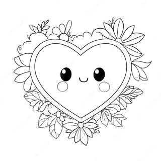 Cute Heart With Flowers Coloring Page 59453-47858