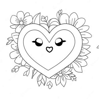 Cute Heart With Flowers Coloring Page 59453-47859