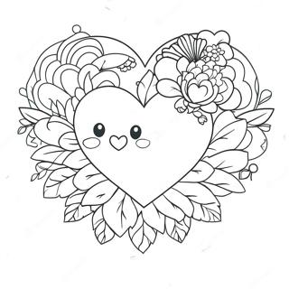 Cute Heart With Flowers Coloring Page 59453-47860