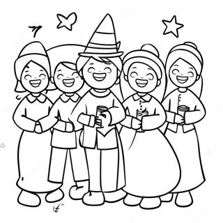 Joyful Christmas Carolers Coloring Page 59463-47865