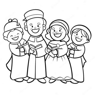 Joyful Christmas Carolers Coloring Page 59463-47866