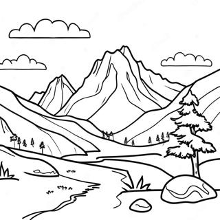 Serene Mountain Landscape Grayscale Coloring Page 59482-47874