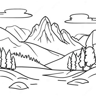 Serene Mountain Landscape Grayscale Coloring Page 59482-47875