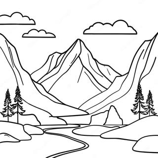 Serene Mountain Landscape Grayscale Coloring Page 59482-47876