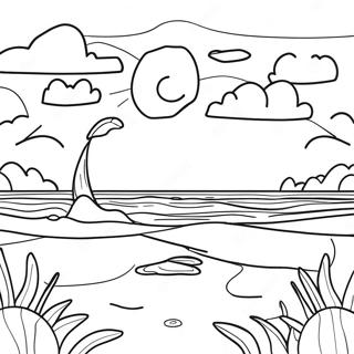 Vibrant Sunset Over Ocean Landscape Coloring Page 59483-47882