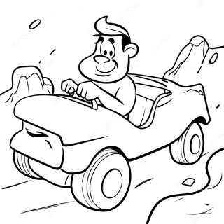 Fred Flintstone Driving His Car Coloring Page 5952-4914