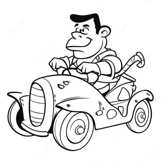 Fred Flintstone Driving His Car Coloring Page 5952-4915