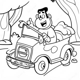 Fred Flintstone Driving His Car Coloring Page 5952-4916