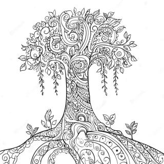 Whimsical Tree Of Life Coloring Page 59553-47936