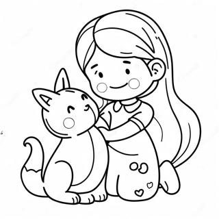 Caring Child Taking Care Of Pet Coloring Page 59673-48035