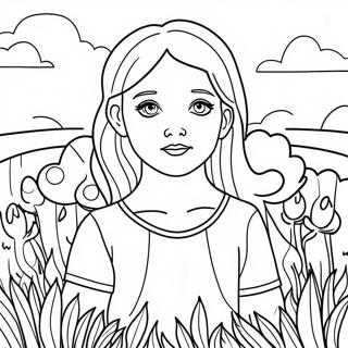 Charming Chloe In A Flower Field Coloring Page 59723-48073