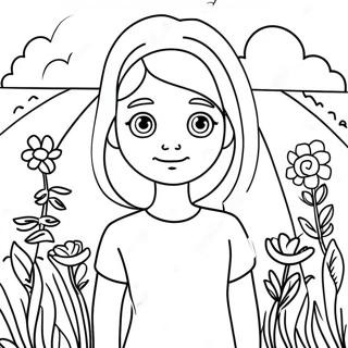 Charming Chloe In A Flower Field Coloring Page 59723-48075