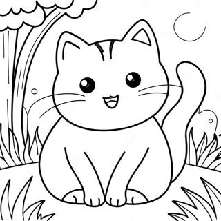 Playful Cat In A Garden Coloring Page 59733-48082