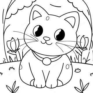 Playful Cat In A Garden Coloring Page 59733-48084