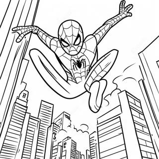 Spider Man Swinging Through The City Coloring Page 59753-48103