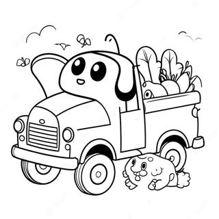 Little Blue Truck With Happy Animals Coloring Page 59793-48129