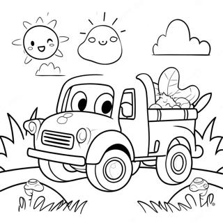 Little Blue Truck With Happy Animals Coloring Page 59793-48132