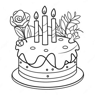 Festive Birthday Cake For Grammy Coloring Page 59813-48145