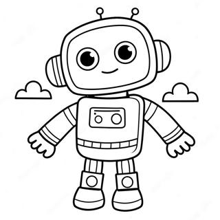 Cute Pj Robot Flying Coloring Page 59843-48175