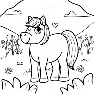 Cute Shetland Pony In Meadow Coloring Page 59873-48197