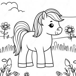 Cute Shetland Pony In Meadow Coloring Page 59873-48199