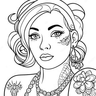 Bad Girl Female Tattoo Coloring Pages