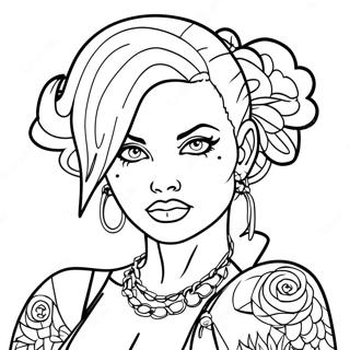 Bad Girl Female Tattoo Coloring Page 5991-4946