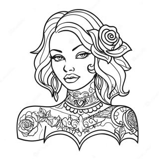 Bad Girl Female Tattoo Coloring Page 5991-4947