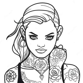 Rebellious Girl With Tattoos Coloring Page 5992-4949