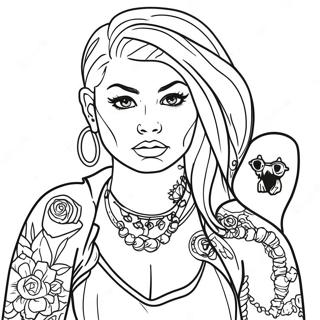 Rebellious Girl With Tattoos Coloring Page 5992-4950