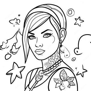 Rebellious Girl With Tattoos Coloring Page 5992-4951