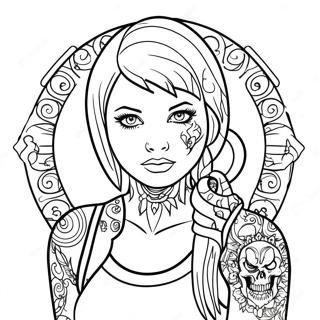 Rebellious Girl With Tattoos Coloring Page 5992-4952